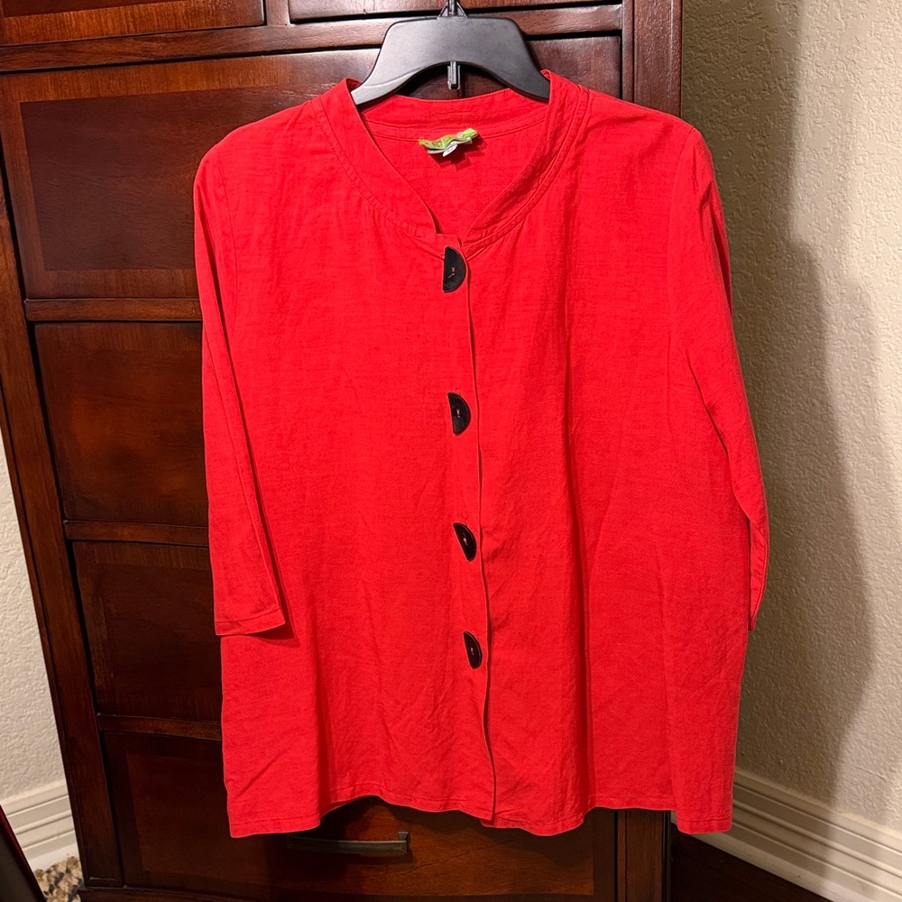 Elegant Red Button Down Women's Shirt